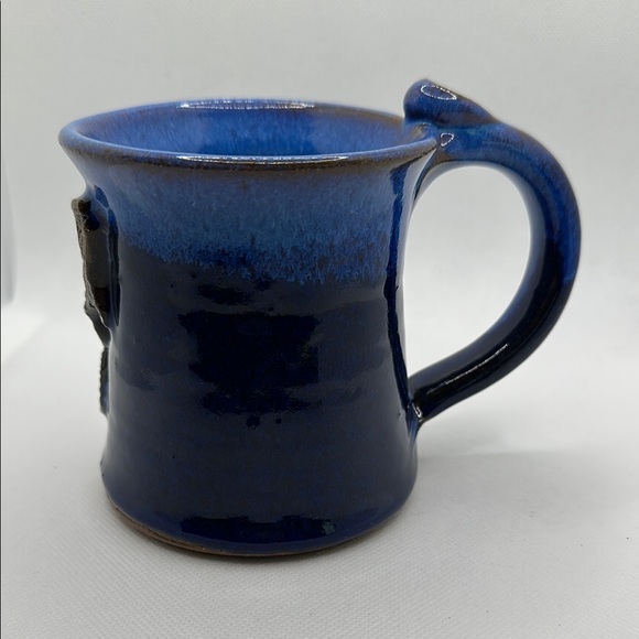 Artistic Blue and Brown Fish Ceramic Mug - Picture 3 of 5